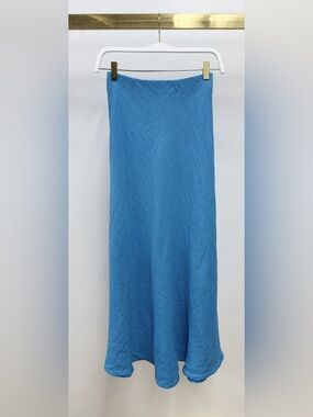 (113002-MAR) SOLID LINEN MIDI SKIRT